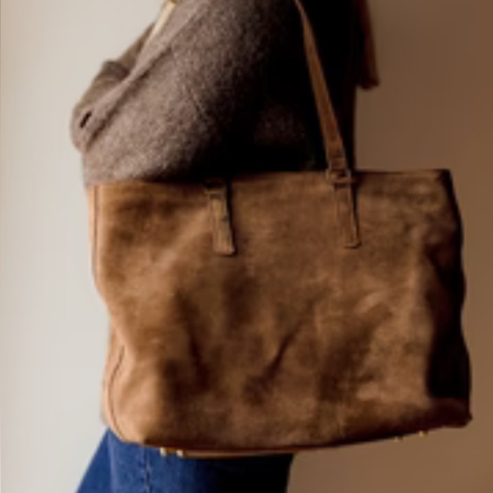 Abby Alley Caramel Suede Tote Bag